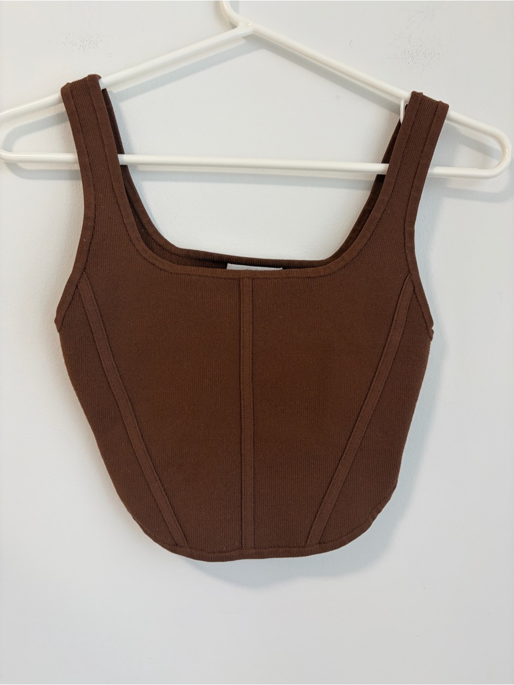 Aritzia Babaton Sculpt Knit Bustier Top Crop Brown Size S